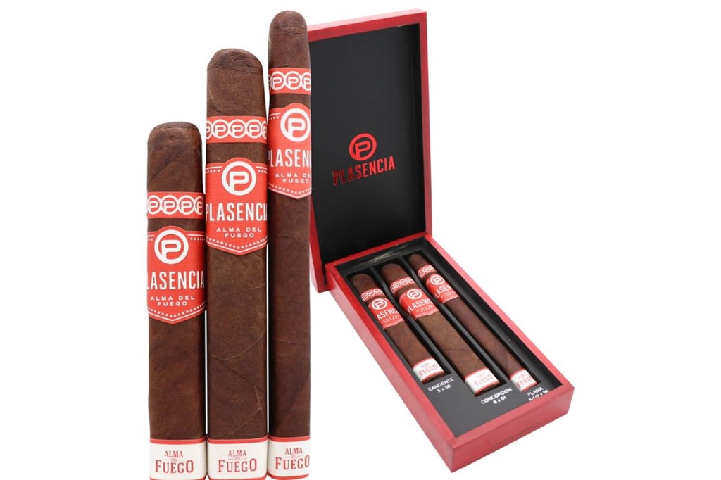 Plasencia Box Set Sampler Alma del Fuego Candente Robusto, Concepcion Toro, Flama Panetela (3-pack)